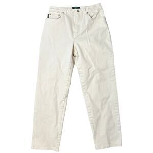 Lauren Ralph Lauren High Waisted Straight Leg Jeans Women's Size 10 Petite Cream